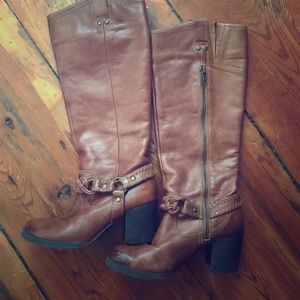 Tall genuine leather boots